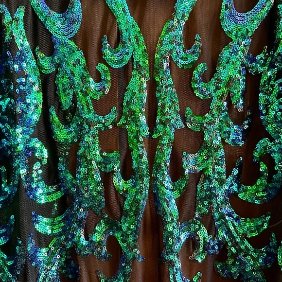 Iridescent Sequin Mesh Duster Cardigan | Size L - Picture 7 of 8